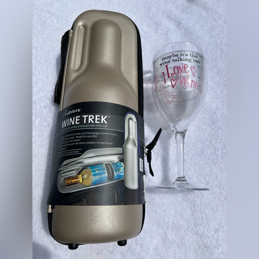 Wine Lovers Gift Set Wine Chiller Carry Case and Tervis Unbreakable Wine Glass